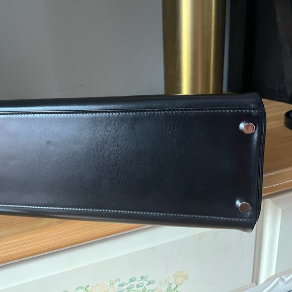 Wirkin Designer Inspired Black Box Smooth Leather 32 CM Bag - Picture 9 of 13